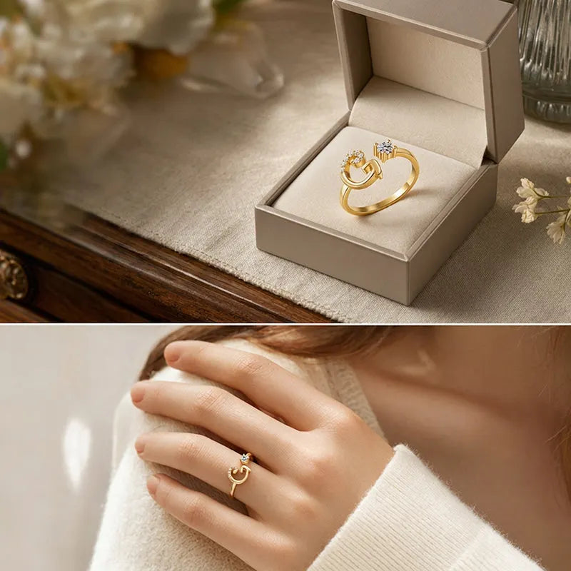 Miranda | Verstellbarer Ring mit Glänzender Initiale