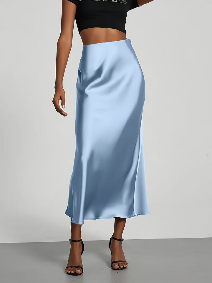 Greya | Midi-Satinrock mit Hoher Taille und Eleganter Fall