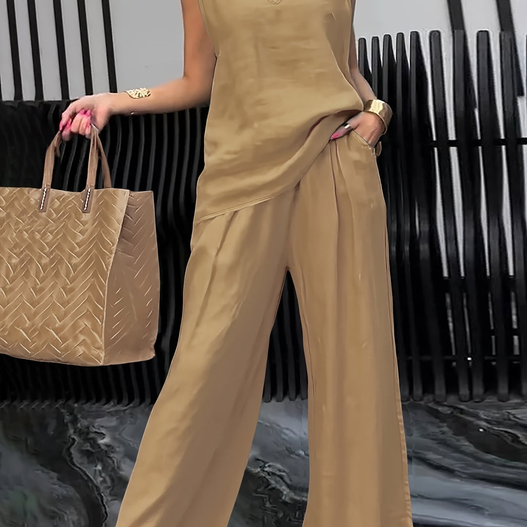 Kalia | Zweiteiliges Casual-Set mit Ärmellosem Top und Weitgeschnittenen Hosen