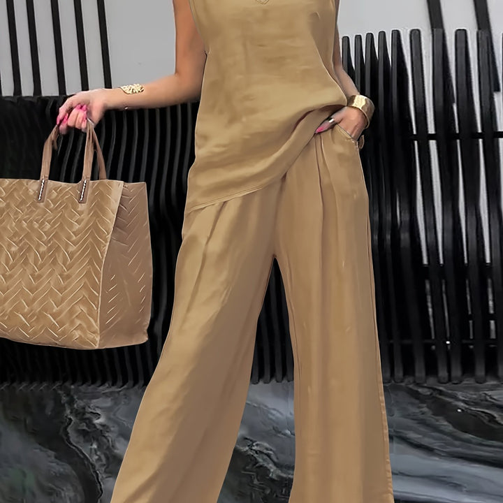 Kalia | Zweiteiliges Casual-Set mit Ärmellosem Top und Weitgeschnittenen Hosen