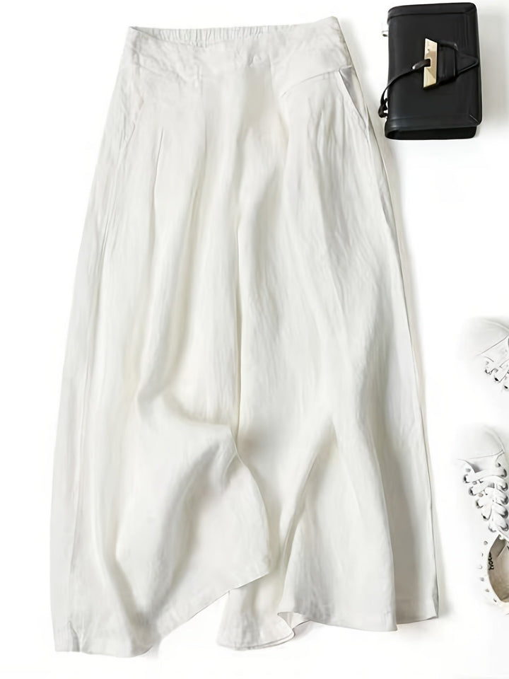 Brisae | Vintage-Style Leinen-Weitbein-Hosen
