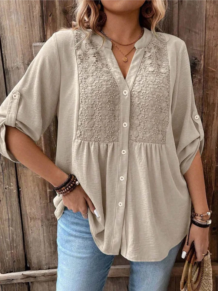 Vireya | Elegante Bluse mit V-Ausschnitt und Knöpfen