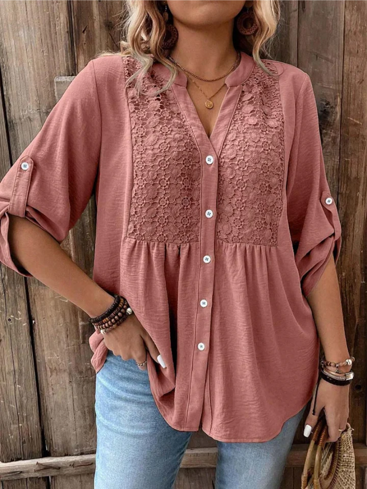 Vireya | Elegante Bluse mit V-Ausschnitt und Knöpfen