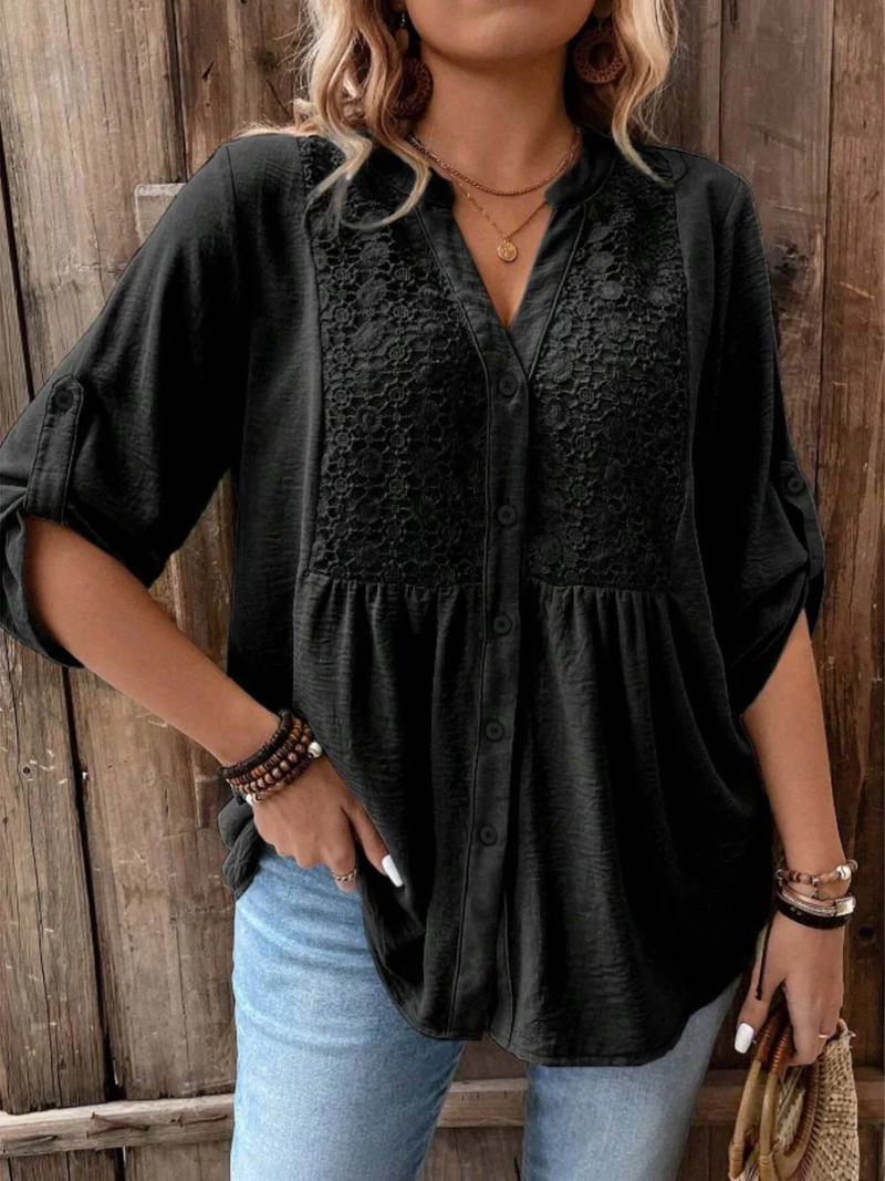 Vireya | Elegante Bluse mit V-Ausschnitt und Knöpfen