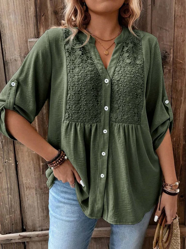 Vireya | Elegante Bluse mit V-Ausschnitt und Knöpfen