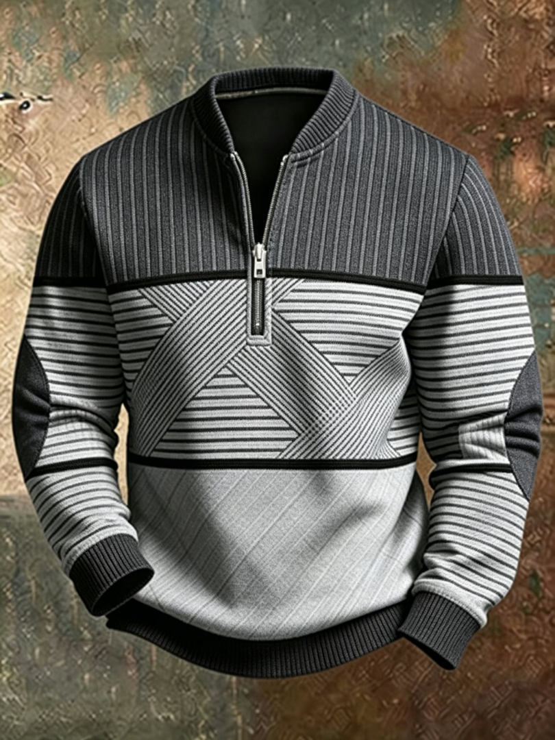 Belmont | Pullover mit halbem Reißverschluss und geometrischem Muster