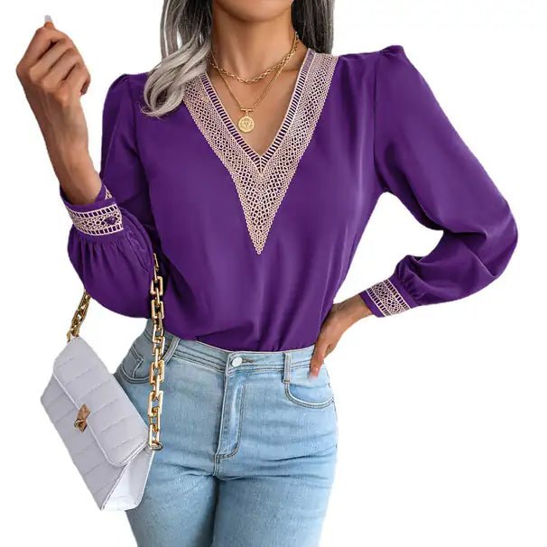Vera | Elegante Bluse mit langen Ärmeln und V-Ausschnitt