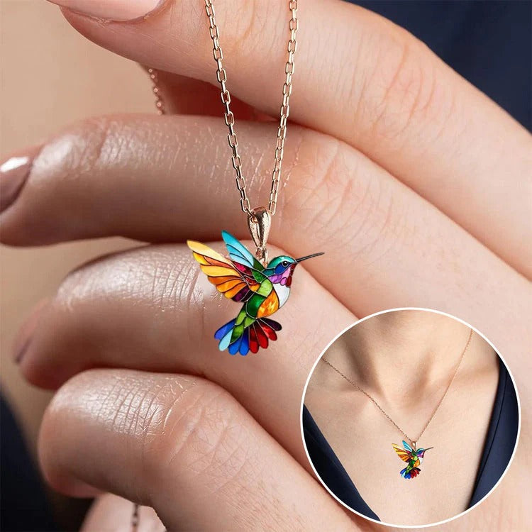 Vaila | Halskette Kolibri Regenbogen + Passende Ohrringe als Geschenk