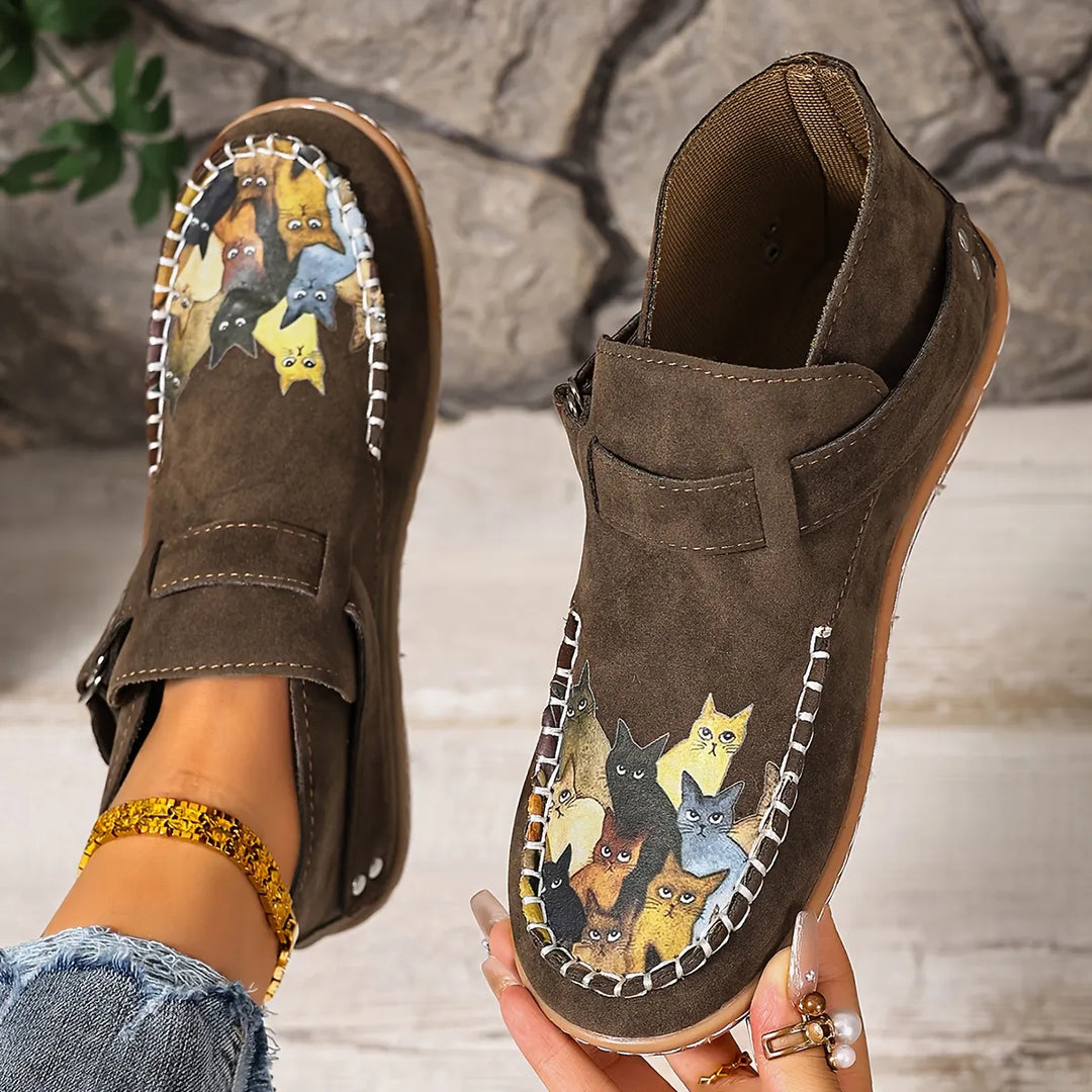 Stephanie | Slip-On-Schuhe mit Katzenmuster