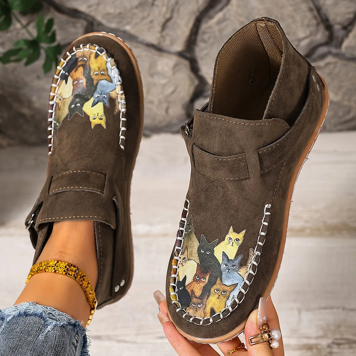 Stephanie | Slip-On-Schuhe mit Katzenmuster