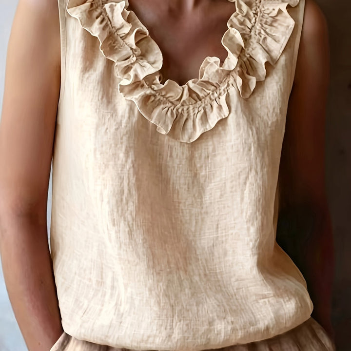Katherine | Ärmellose Bluse mit Rüschen im lockeren Schnitt für Frühling/Sommer