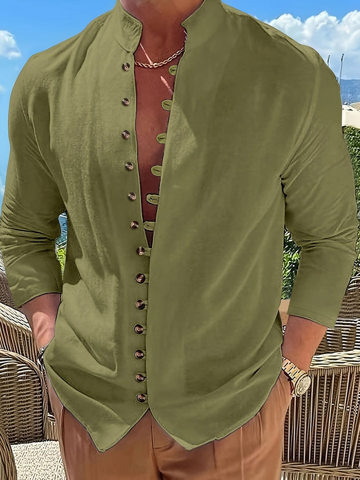 Haviron | Retro-Hemd für Herren mit langen Ärmeln und lockerer Passform