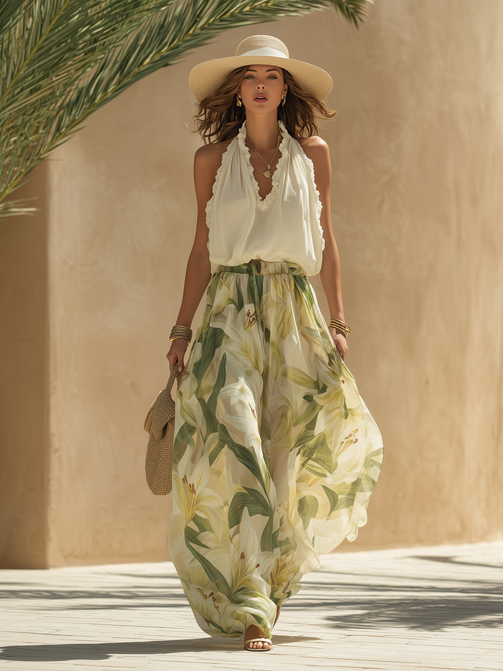 Maren | Elegantes Lila Bedrucktes Fluid-Set