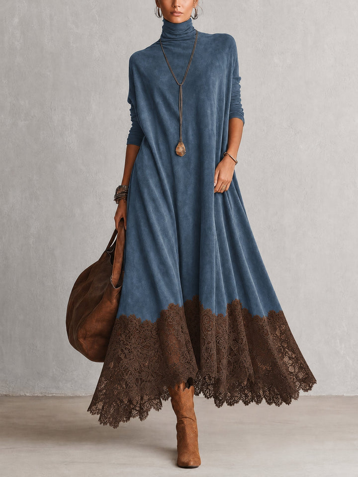 Lillian | Maxikleid mit Wildleder-Effekt und Spitze