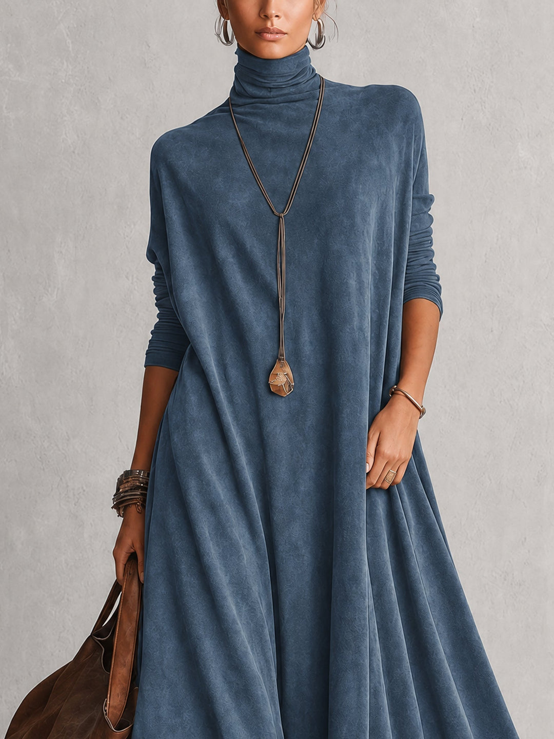 Lillian | Maxikleid mit Wildleder-Effekt und Spitze