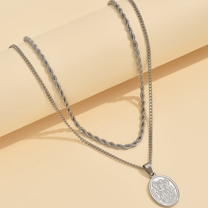 Seraphine | Men's Oval Twist Chain Stainless Steel Necklace, Casual Daily Fashion Accessory