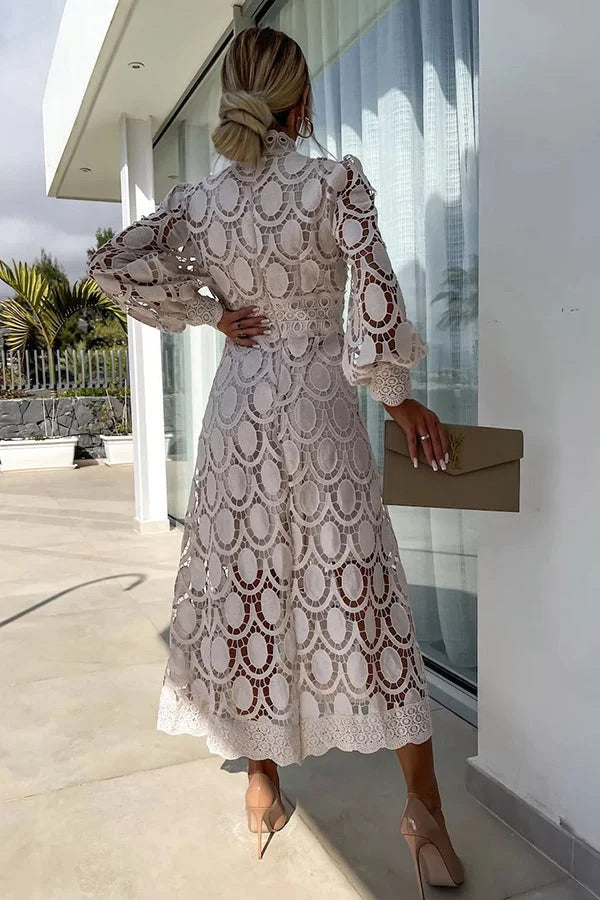 Bloom | Midi-Party-Kleid mit Spitzenärmeln