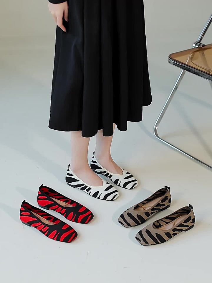 Ivara | Elegante Ballerinas mit Zebra-Muster und Quadratzehen