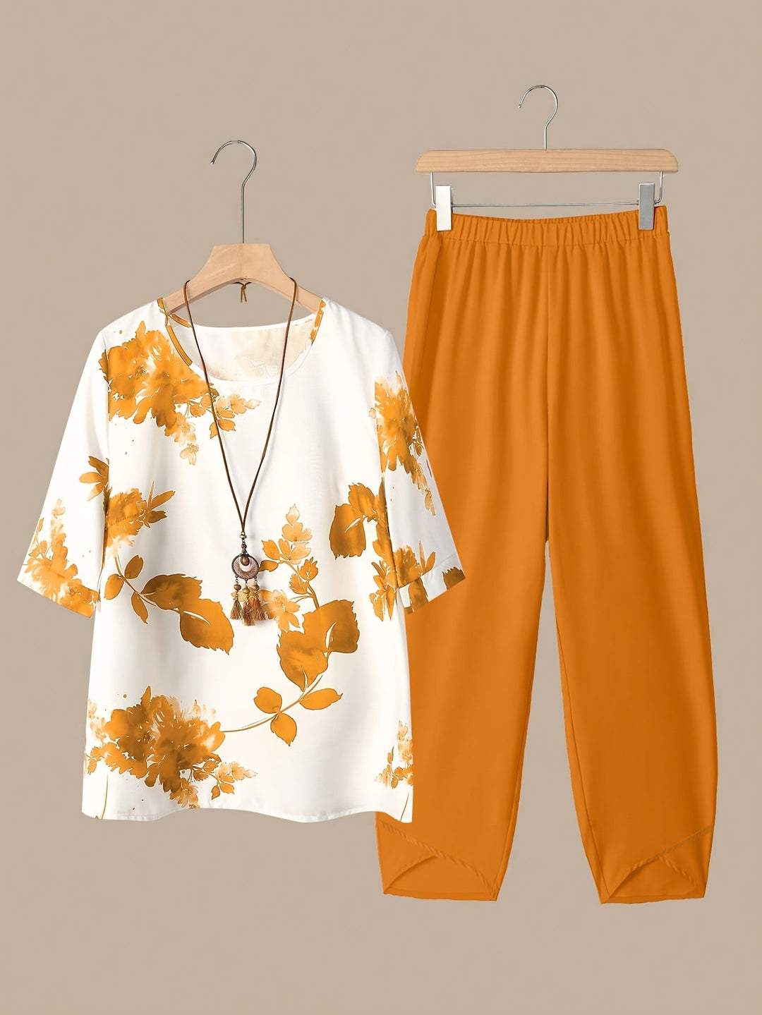 Fynley | Bedrucktes Zweiteiliges Set mit Bluse und Bequemer Hose