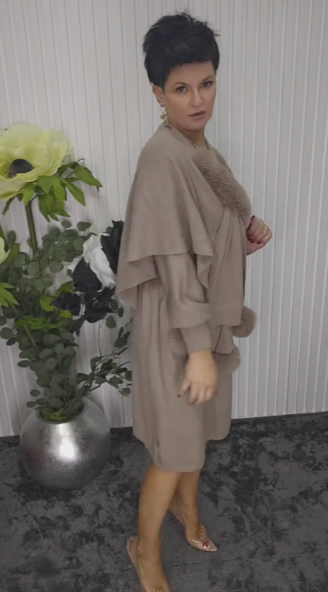 Danira | Damen Langarmkleid mit weichem dekorativem Schal
