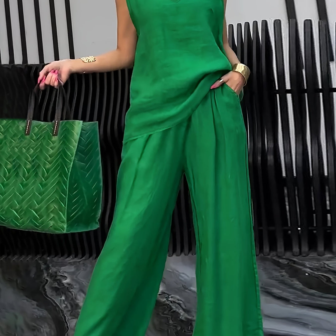Kalia | Zweiteiliges Casual-Set mit Ärmellosem Top und Weitgeschnittenen Hosen