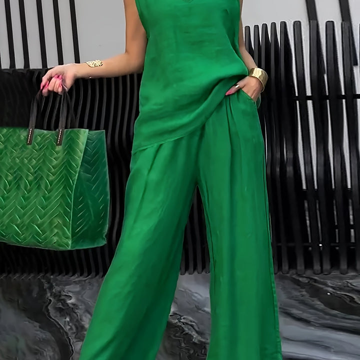 Kalia | Zweiteiliges Casual-Set mit Ärmellosem Top und Weitgeschnittenen Hosen