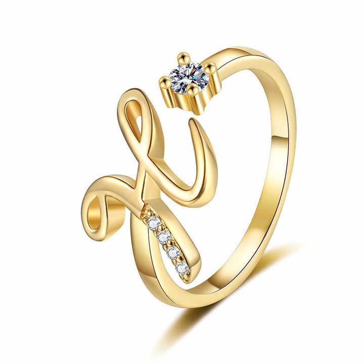 Miranda | Verstellbarer Ring mit Glänzender Initiale