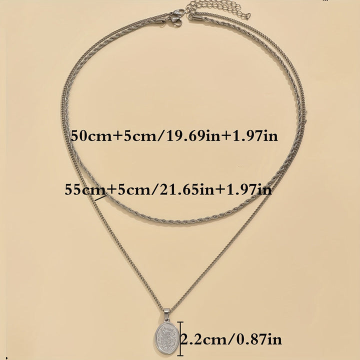 Seraphine | Men's Oval Twist Chain Stainless Steel Necklace, Casual Daily Fashion Accessory
