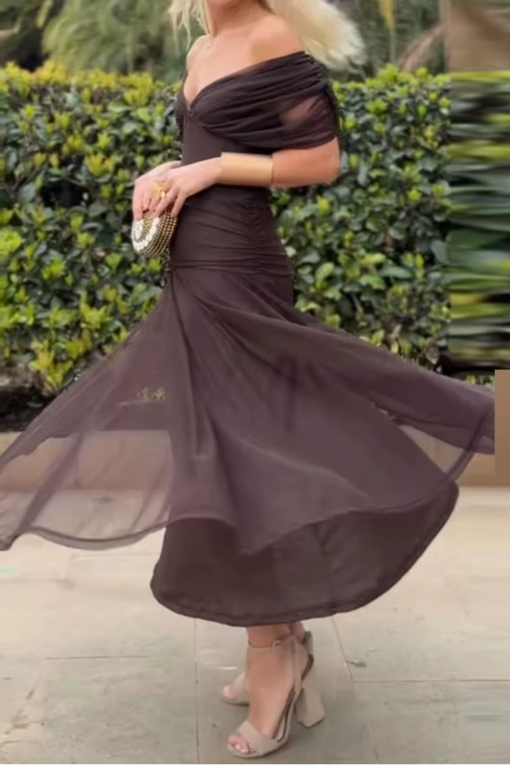 Novarente | Raffiniertes V-Ausschnitt Fließendes Maxi-Abendkleid