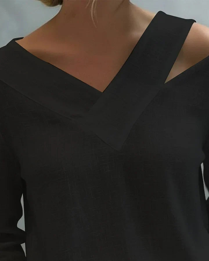 Avelina | Bluse mit schulterfreien Ärmeln und V-Ausschnitt
