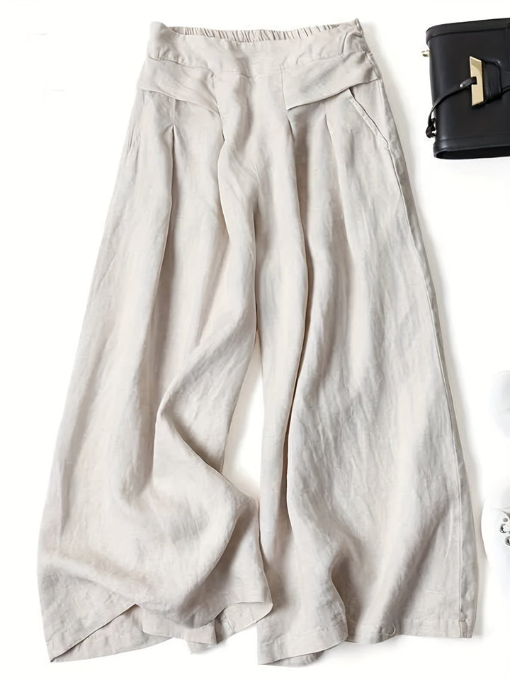 Brisae | Vintage-Style Leinen-Weitbein-Hosen