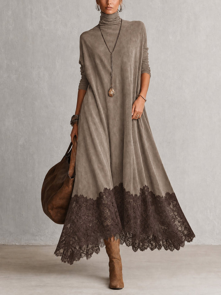 Lillian | Maxikleid mit Wildleder-Effekt und Spitze