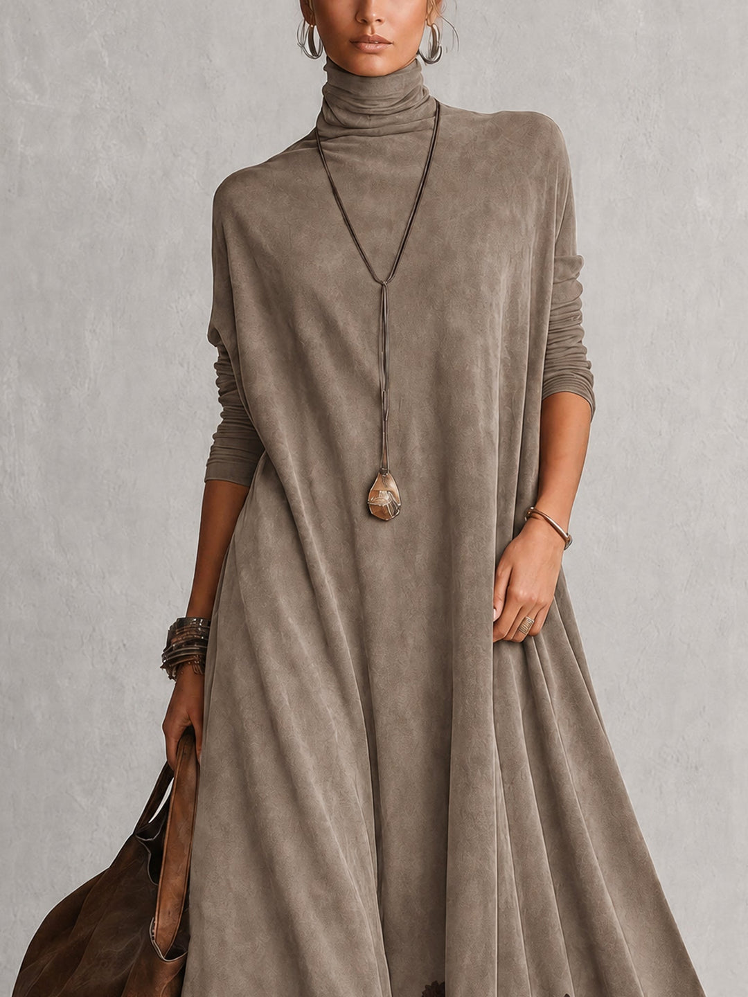 Lillian | Maxikleid mit Wildleder-Effekt und Spitze