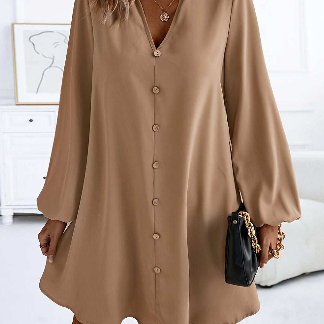 Faria | Elegantes Langarmkleid mit V-Ausschnitt