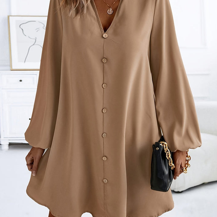 Faria | Elegantes Langarmkleid mit V-Ausschnitt