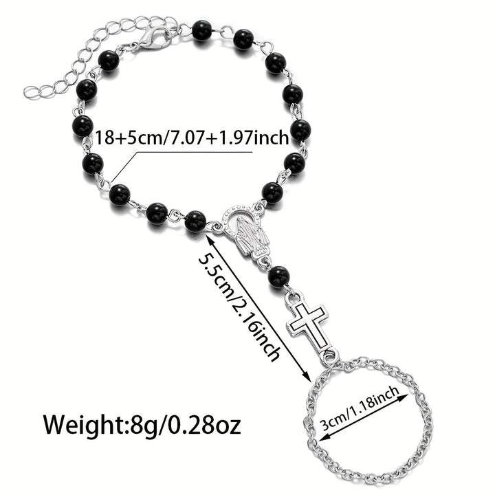 Brenton | Rosenkranzarmband mit gotischem Kreuz und religiösen Details