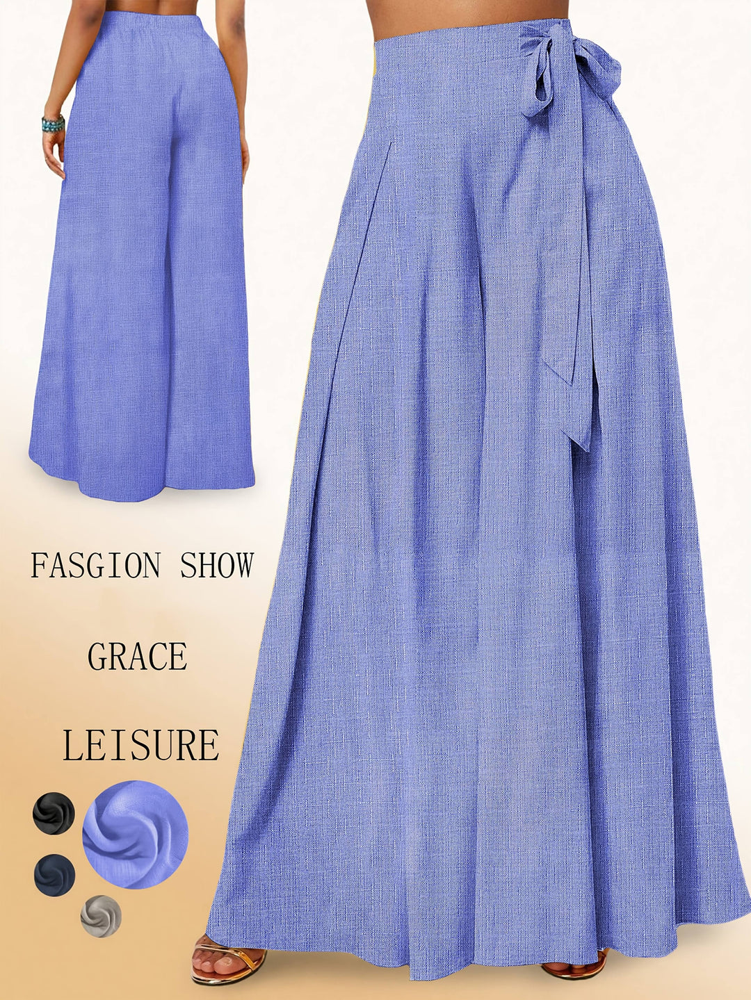 Valerie | Weit geschnittene Hose mit hohem Bund und elegantem Schleifen-Detail