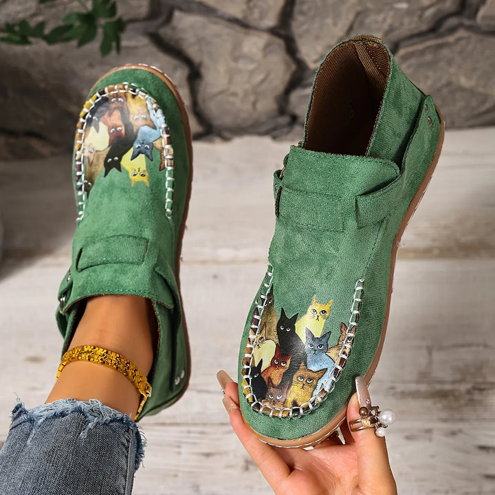 Stephanie | Slip-On-Schuhe mit Katzenmuster