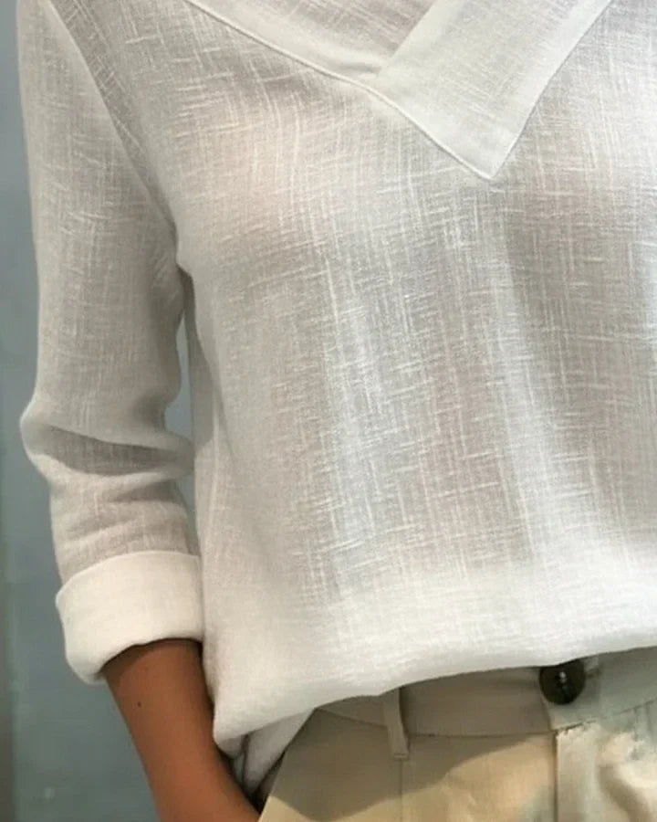 Avelina | Bluse mit schulterfreien Ärmeln und V-Ausschnitt