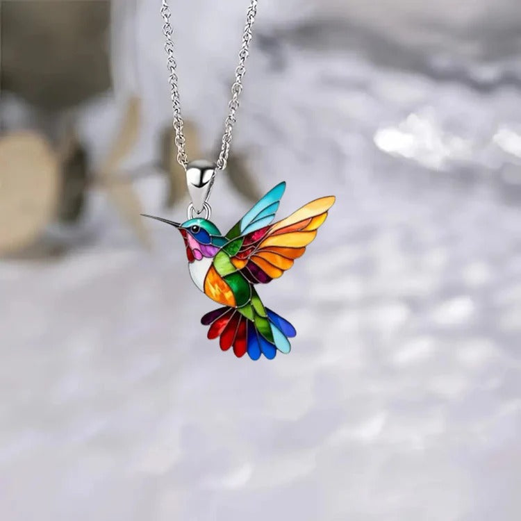 Vaila | Halskette Kolibri Regenbogen + Passende Ohrringe als Geschenk