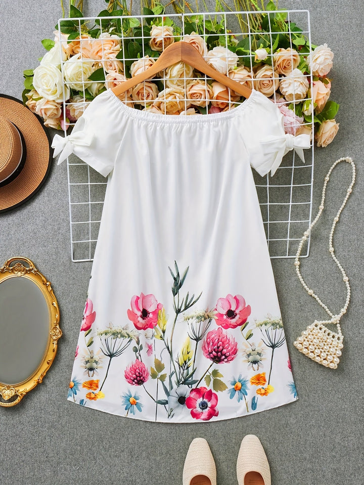 Viviana | A Floral Print Dress with Bow Decoration