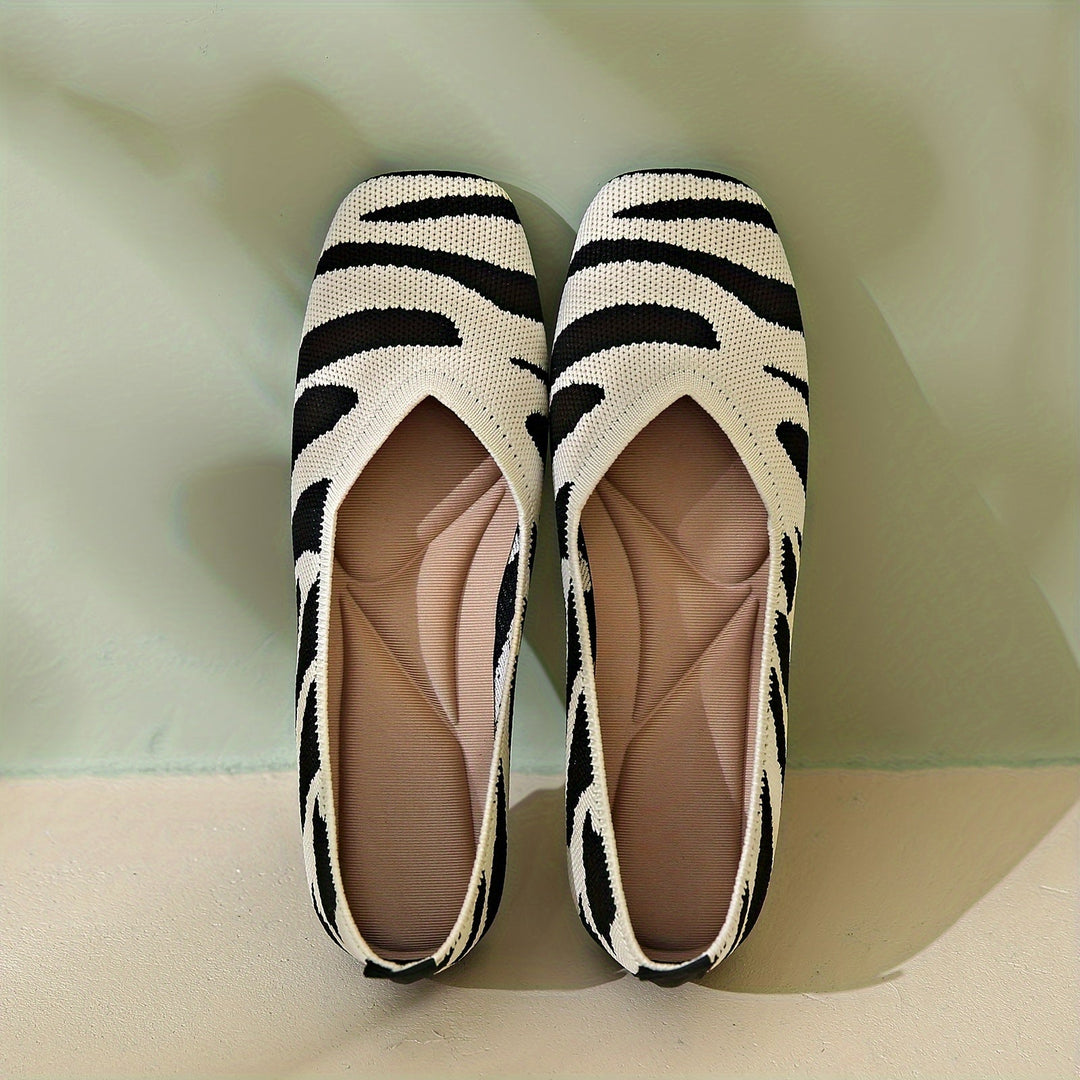 Ivara | Elegante Ballerinas mit Zebra-Muster und Quadratzehen