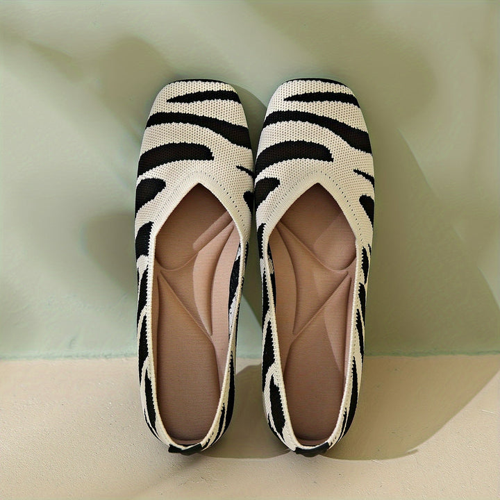 Ivara | Elegante Ballerinas mit Zebra-Muster und Quadratzehen