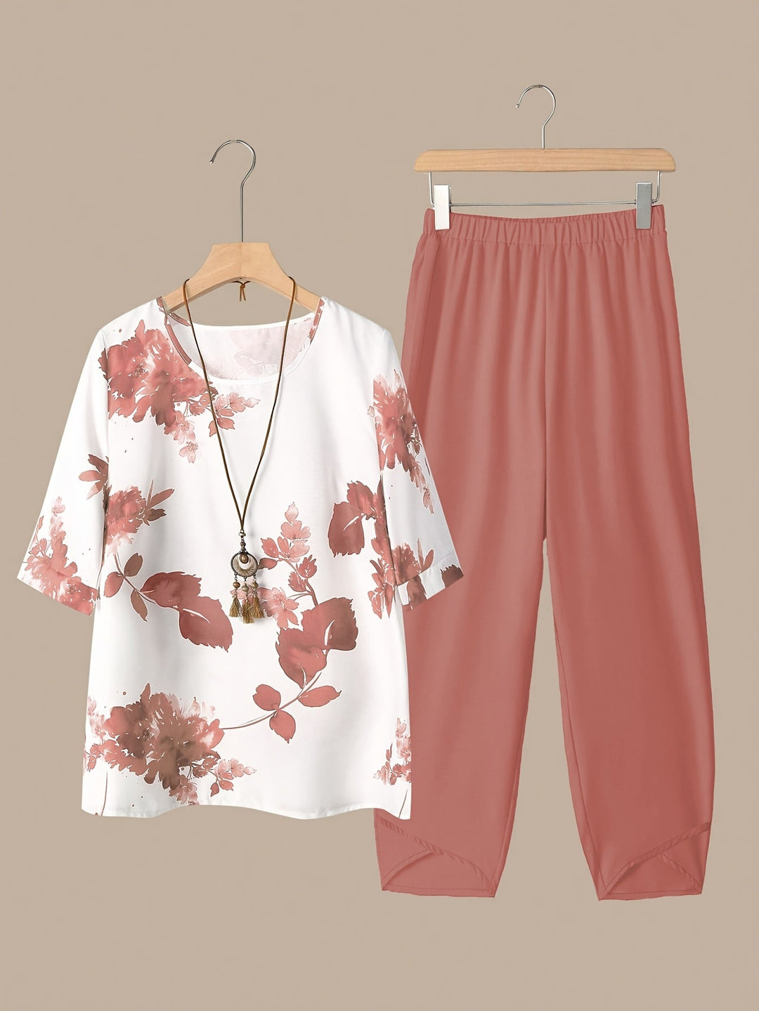 Fynley | Bedrucktes Zweiteiliges Set mit Bluse und Bequemer Hose