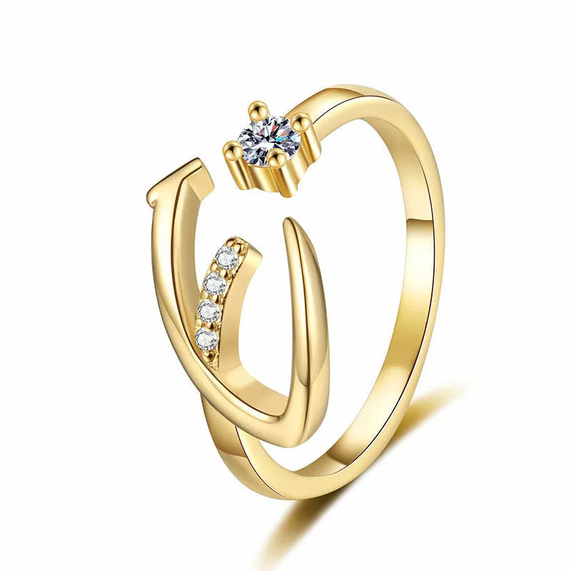 Miranda | Verstellbarer Ring mit Glänzender Initiale