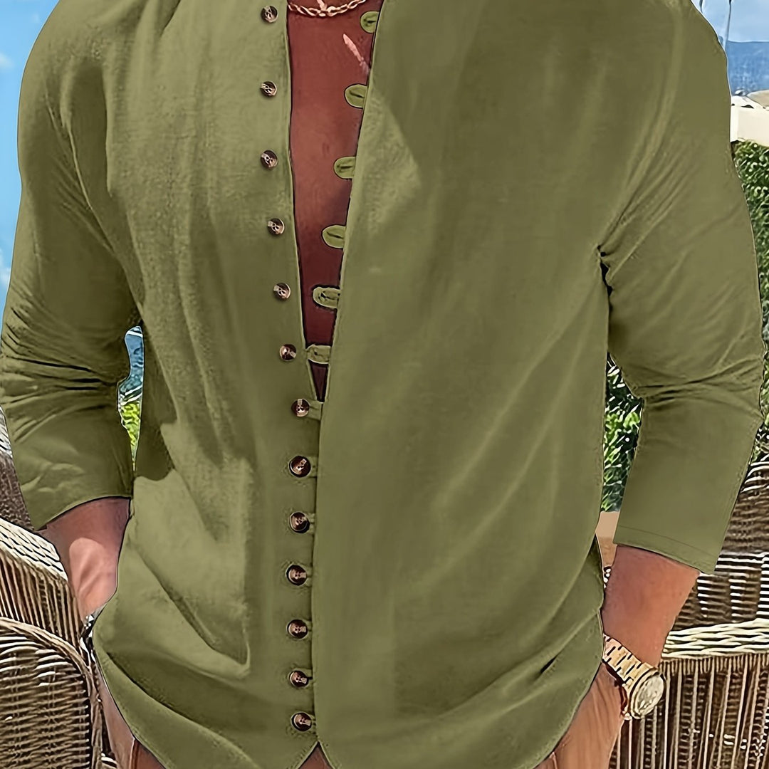 Haviron | Retro-Hemd für Herren mit langen Ärmeln und lockerer Passform