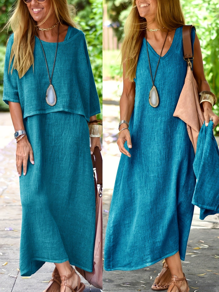 Eleanor | Sommerkleid-Set mit ärmellosem Oberteil und Kleid