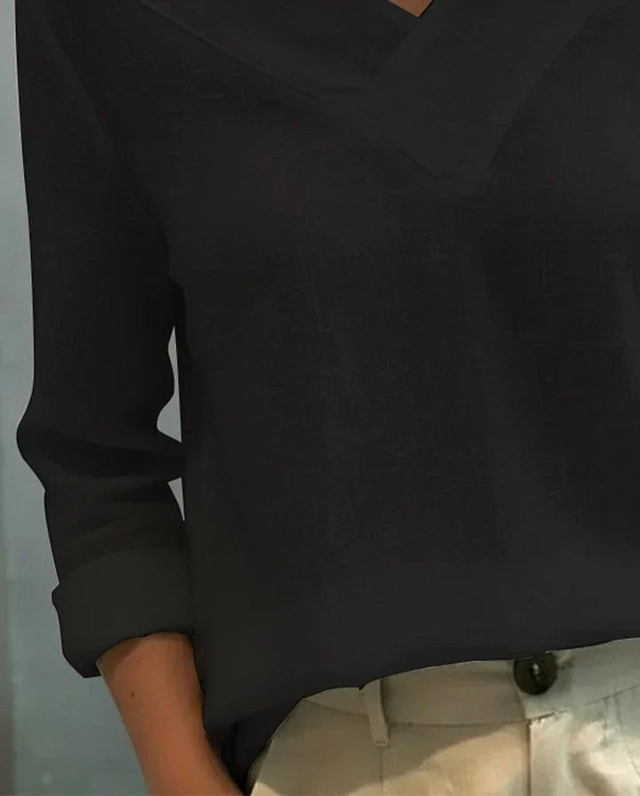 Avelina | Bluse mit schulterfreien Ärmeln und V-Ausschnitt