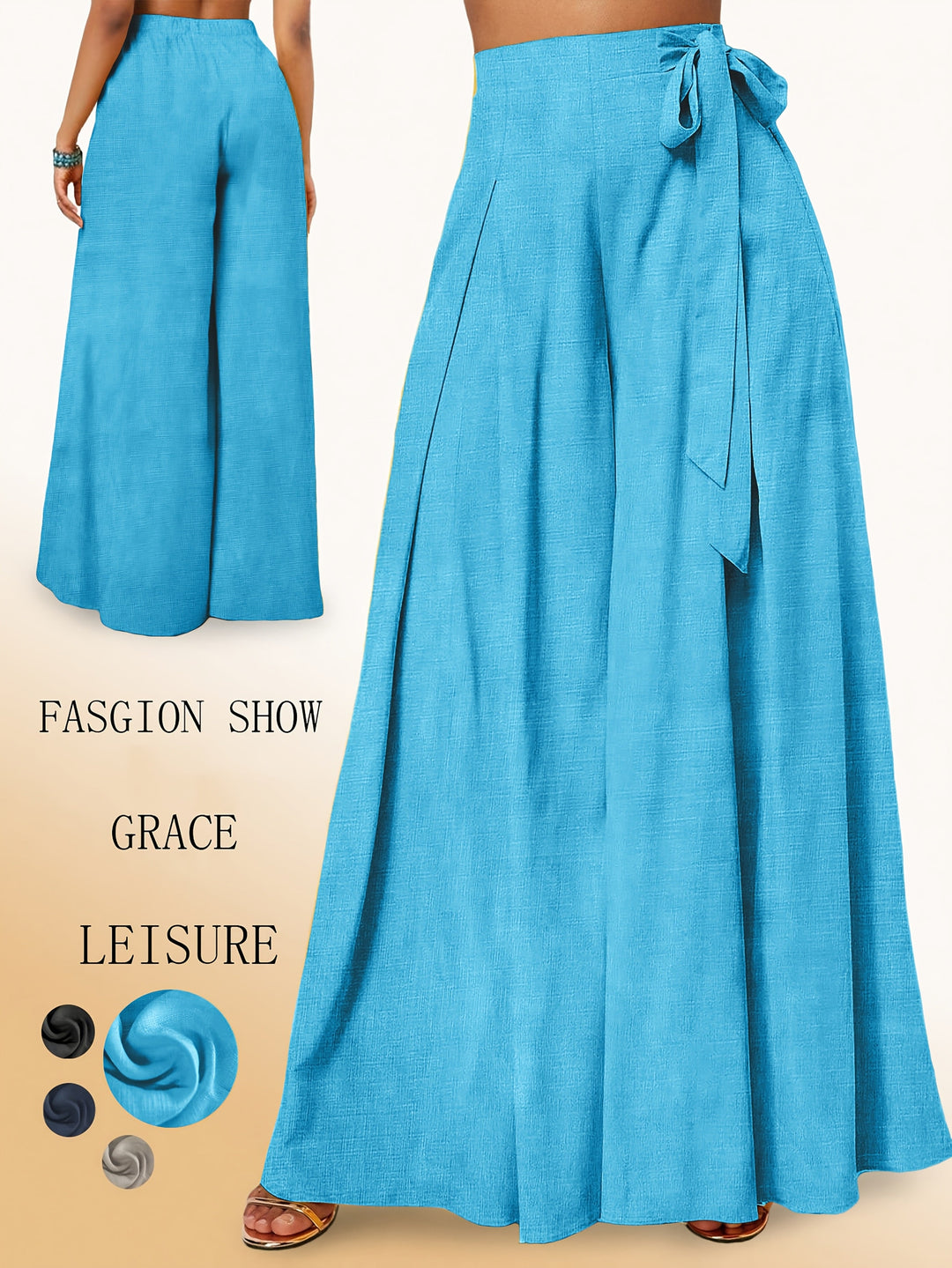 Valerie | Weit geschnittene Hose mit hohem Bund und elegantem Schleifen-Detail