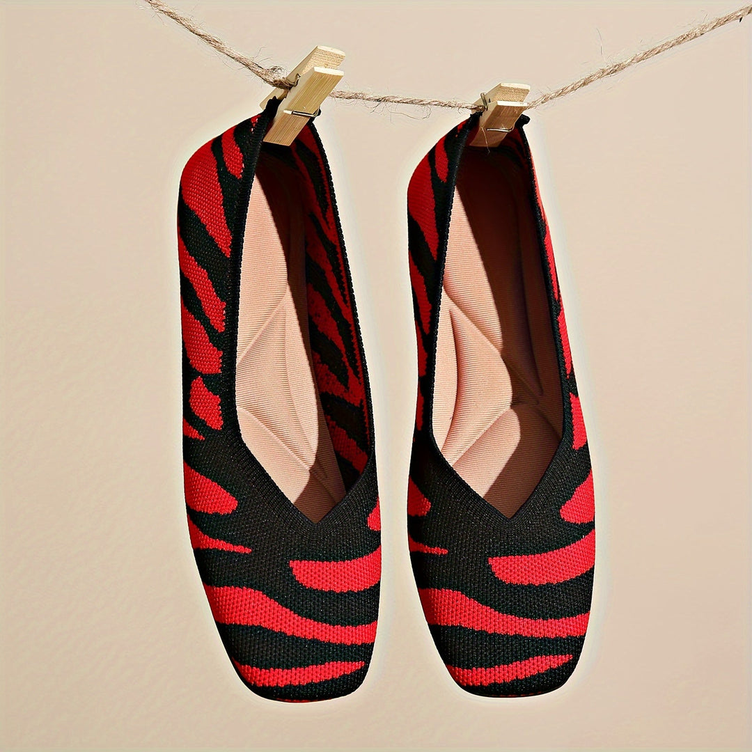 Ivara | Elegante Ballerinas mit Zebra-Muster und Quadratzehen